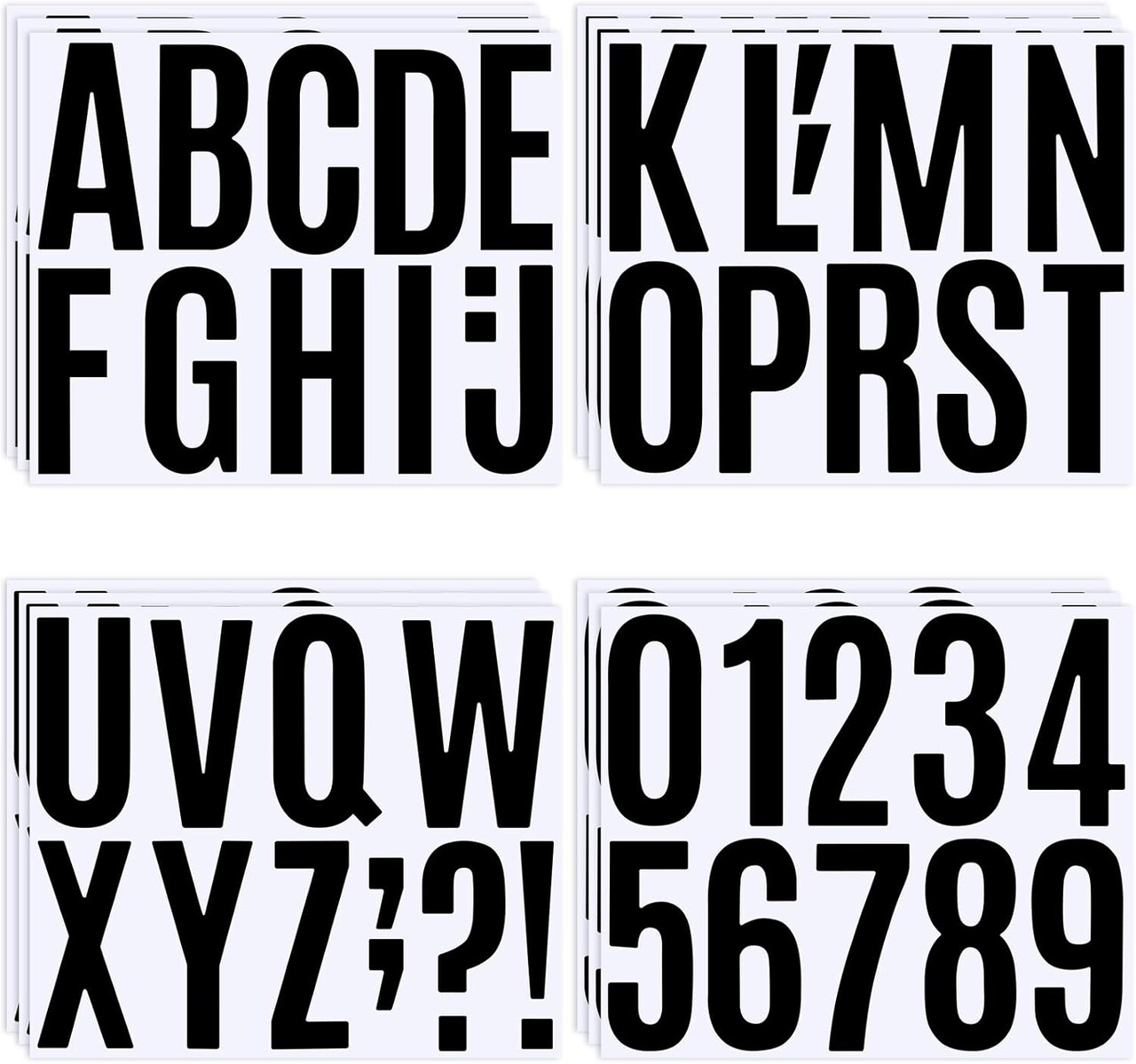 12 Sheets Letter Stickers, Vinyl Large Letters Number Stickers (4 Inch)